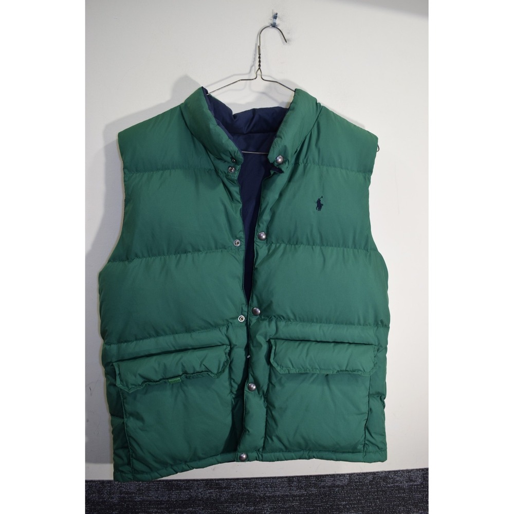Polo Ralph Lauren BOYS XL 18 20 Puffer DOWN Vest Blue Green Reversible GOTHIC R